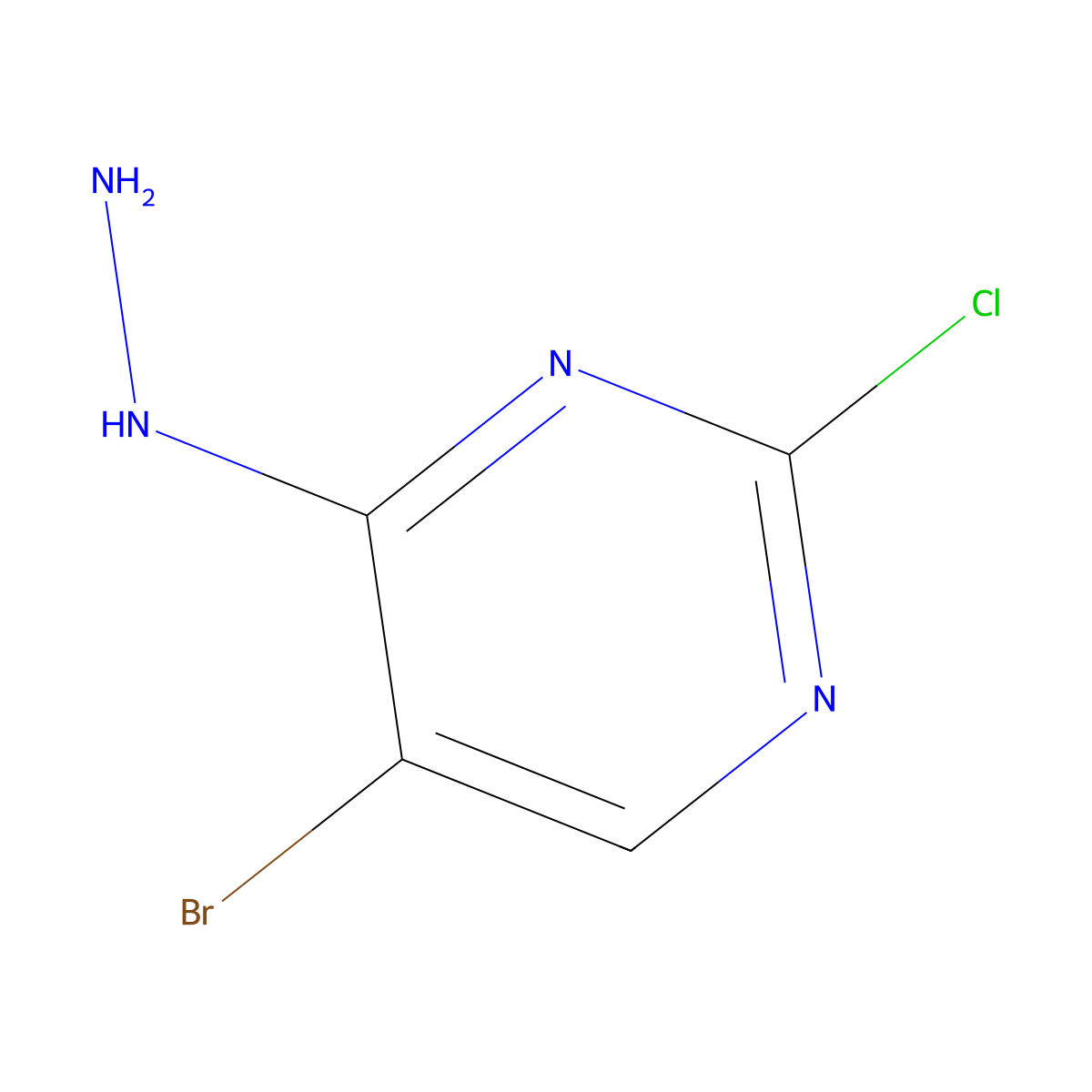 5-Bromo-2-chloro-4-hydrazinylpyrimidine molecular structure, CAS 1021268-16-5