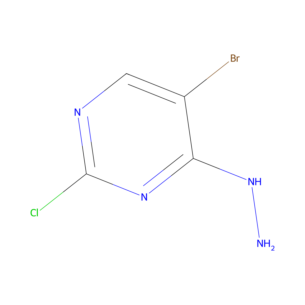 5-Bromo-2-chloro-4-hydrazinylpyrimidine molecular structure, CAS 1021268-16-5