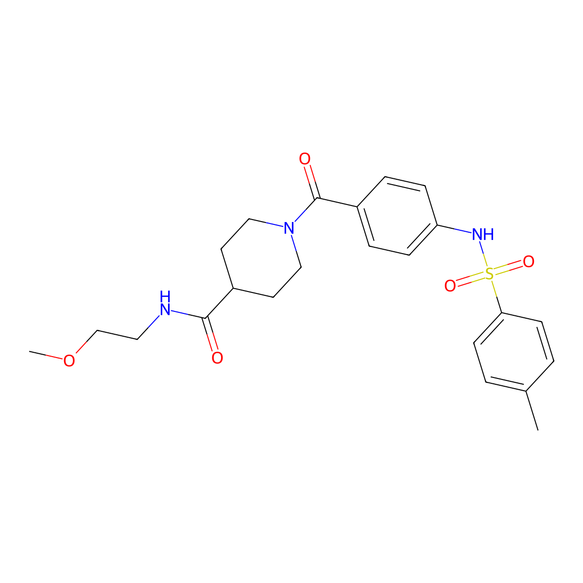 N-(2-Methoxyethyl)-1-[4-(4-methylbenzenesulfonamido)benzoyl]piperidine-4-carboxamide molecular structure, CAS 1021268-17-6