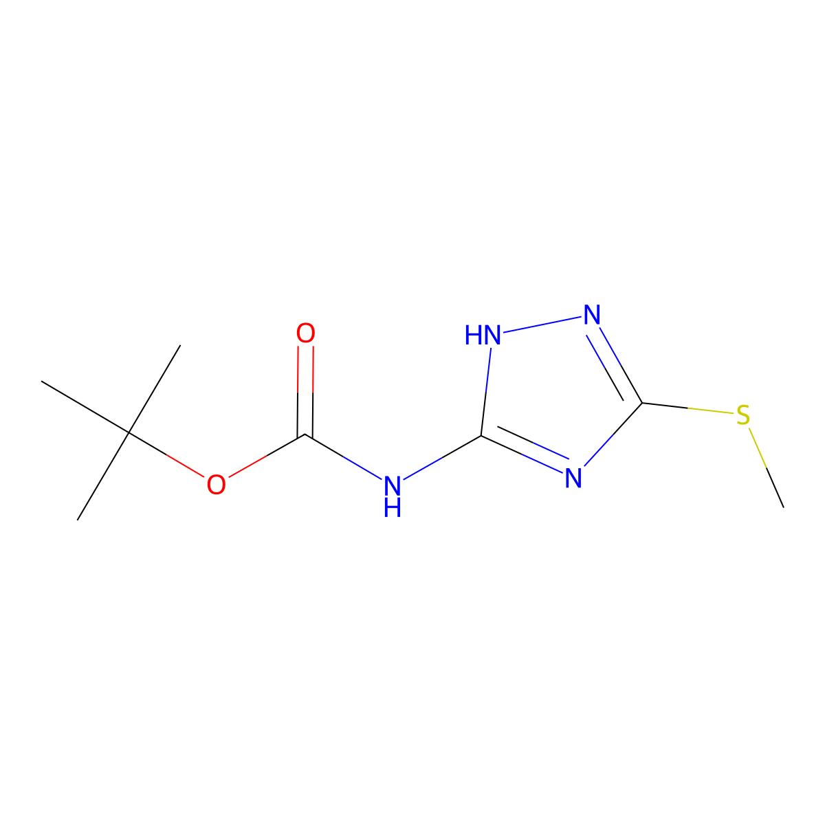 tert-butyl N-[5-(methylsulfanyl)-4H-1,2,4-triazol-3-yl]carbamate molecular structure, CAS 1021268-37-0