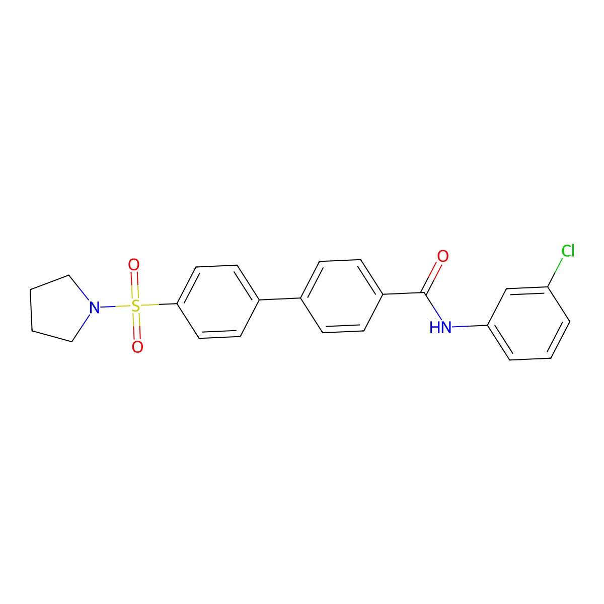 N-(3-chlorophenyl)-4-(4-pyrrolidin-1-ylsulfonylphenyl)benzamide molecular structure, CAS 1021271-81-7