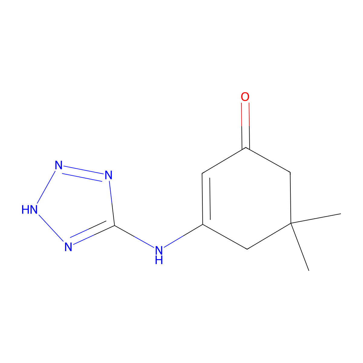 5,5-dimethyl-3-(2H-tetrazol-5-ylamino)cyclohex-2-en-1-one molecular structure, CAS 1021273-24-4
