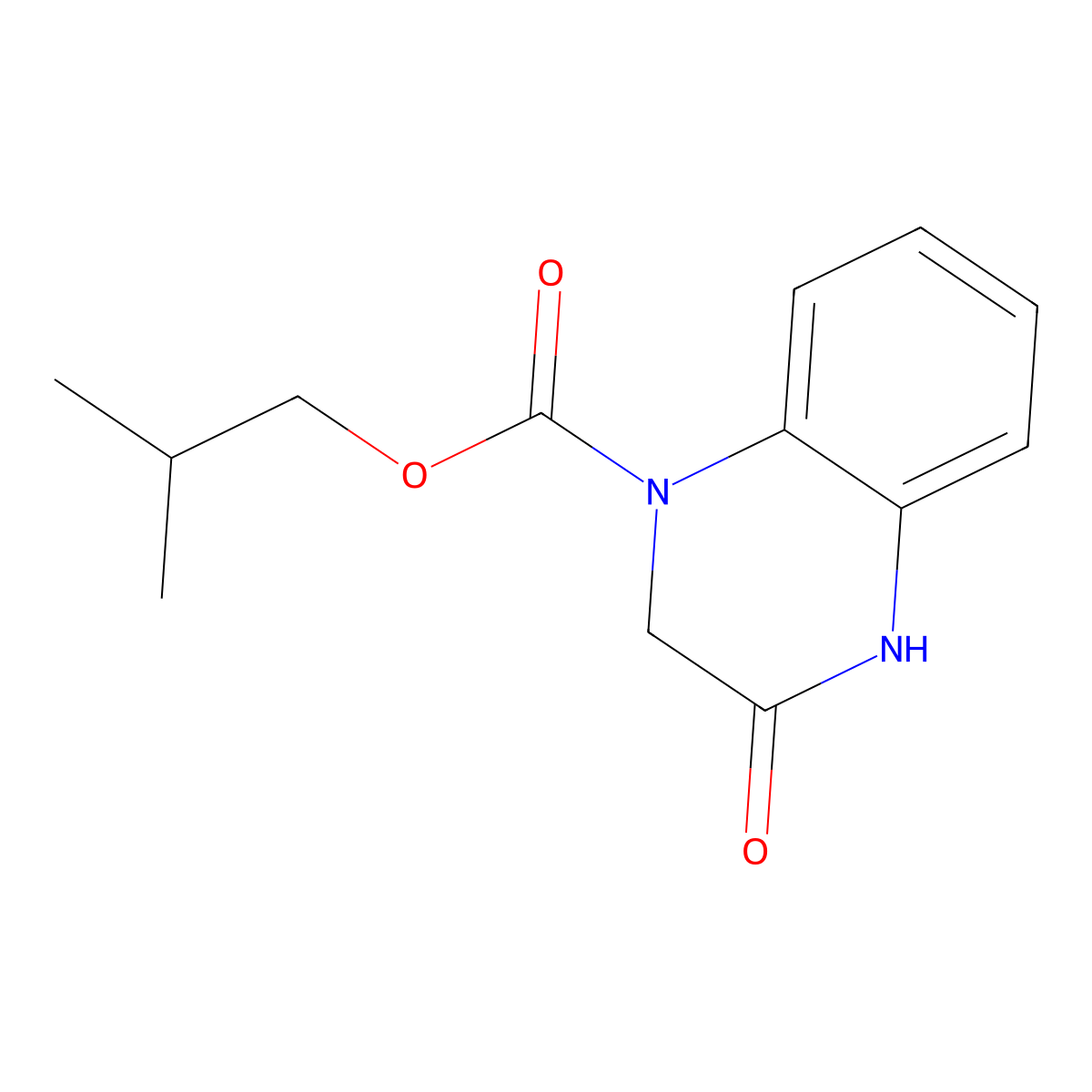 2-Methylpropyl 3-oxo-1,2,3,4-tetrahydroquinoxaline-1-carboxylate molecular structure, CAS 1021278-57-8