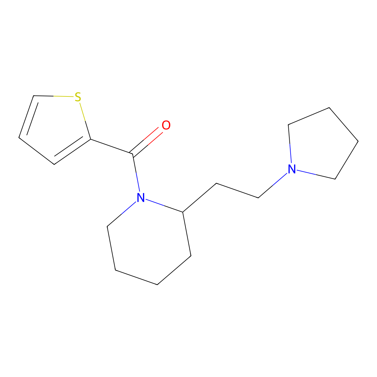 2-(2-Pyrrolidinylethyl)piperidyl 2-thienyl ketone molecular structure, CAS 1021278-86-3