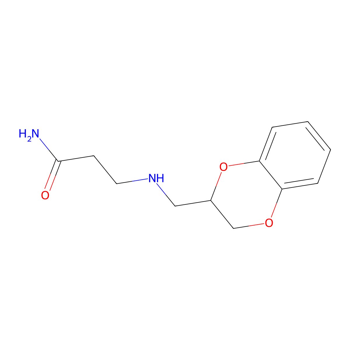 Propionamide, 3-(((1,4-benzodioxan-2-yl)methyl)amino)- molecular structure, CAS 102128-74-5