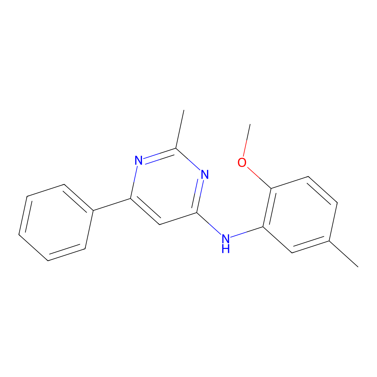 N-(2-methoxy-5-methylphenyl)-2-methyl-6-phenylpyrimidin-4-amine molecular structure, CAS 1021281-75-3