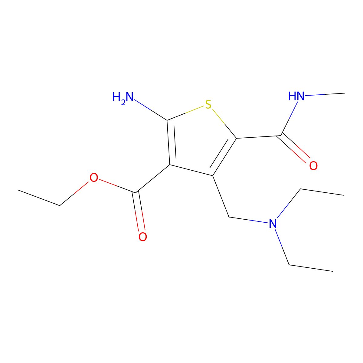 Ethyl 2-amino-4-[(diethylamino)methyl]-5-(methylcarbamoyl)thiophene-3-carboxylate molecular structure, CAS 1021286-96-3
