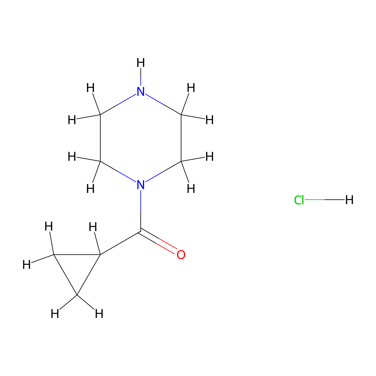 1-(Cyclopropylcarbonyl)piperazine Hydrochloride molecular structure, CAS 1021298-67-8