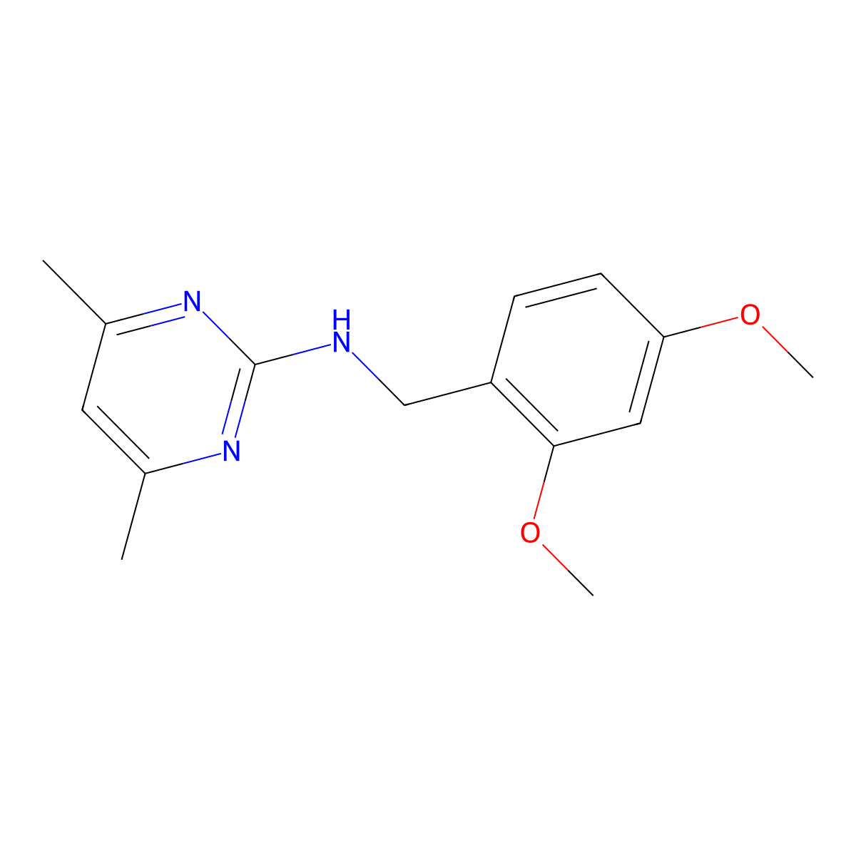 N-[(2,4-dimethoxyphenyl)methyl]-4,6-dimethylpyrimidin-2-amine molecular structure, CAS 1021298-85-0