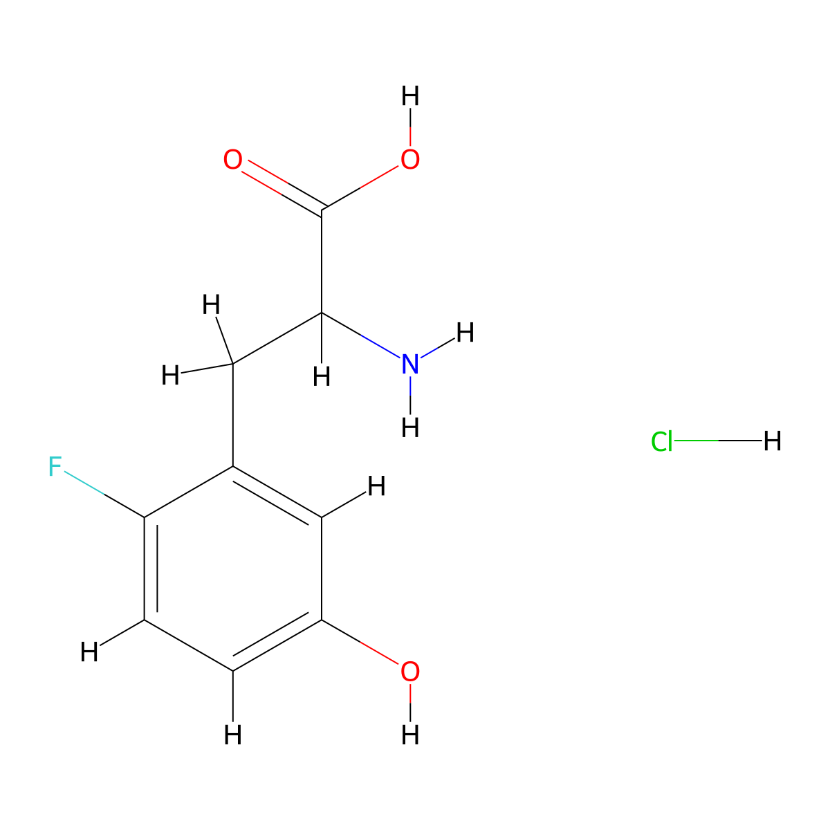 2-Amino-3-(2-fluoro-5-hydroxyphenyl)propanoic acid hydrochloride molecular structure, CAS 1021301-37-0