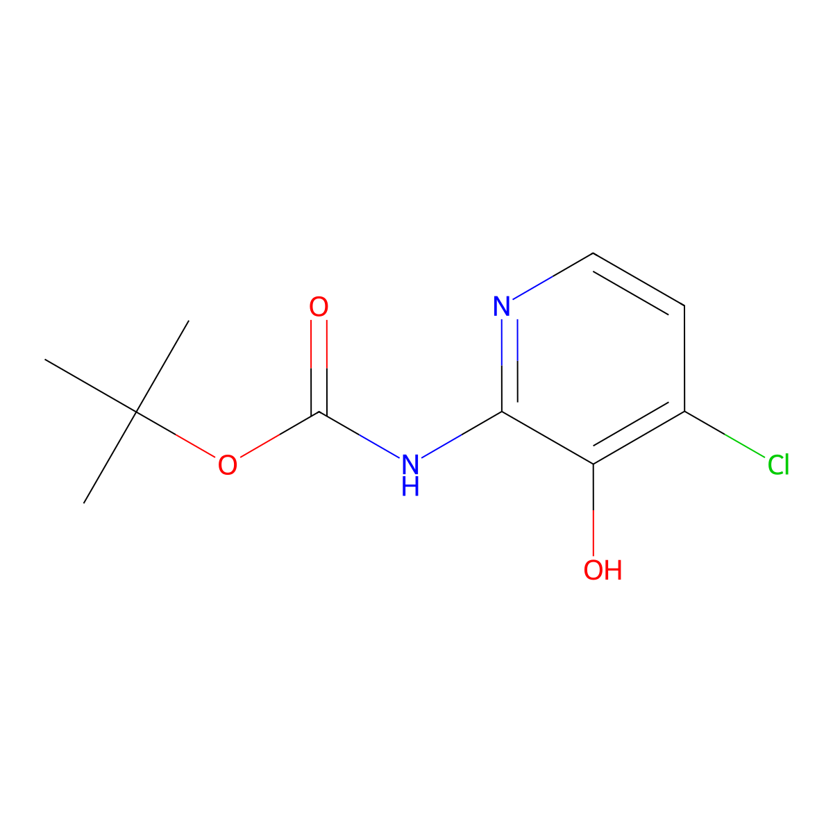 tert-Butyl 4-chloro-3-hydroxypyridin-2-ylcarbamate molecular structure, CAS 1021339-30-9