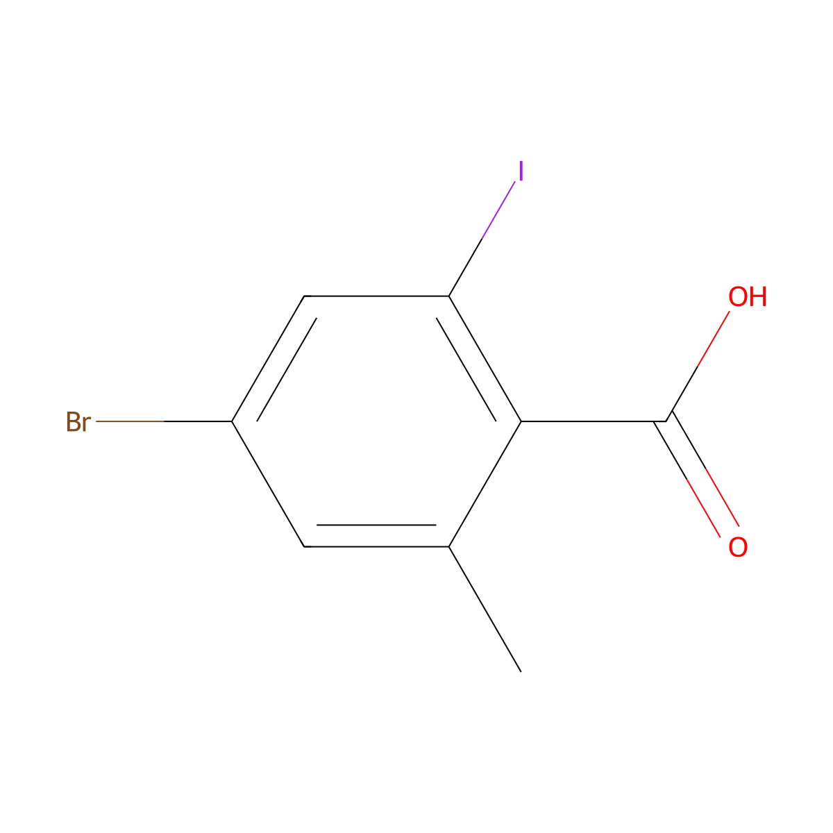 4-Bromo-2-iodo-6-methylbenzoic acid molecular structure, CAS 1021344-68-2