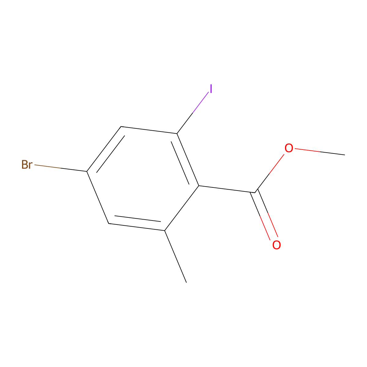 Methyl 4-bromo-2-iodo-6-methylbenzoate molecular structure, CAS 1021344-69-3