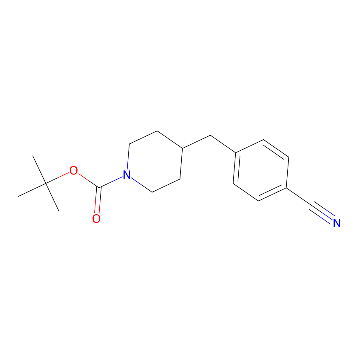 tert-Butyl 4-(4-cyanobenzyl)piperidine-1-carboxylate molecular structure, CAS 1021363-43-8