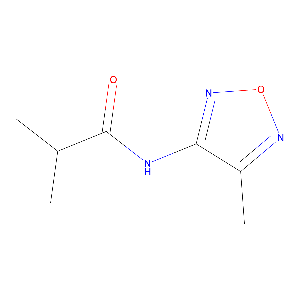 2-methyl-N-(4-methyl-1,2,5-oxadiazol-3-yl)propanamide molecular structure, CAS 102140-57-8