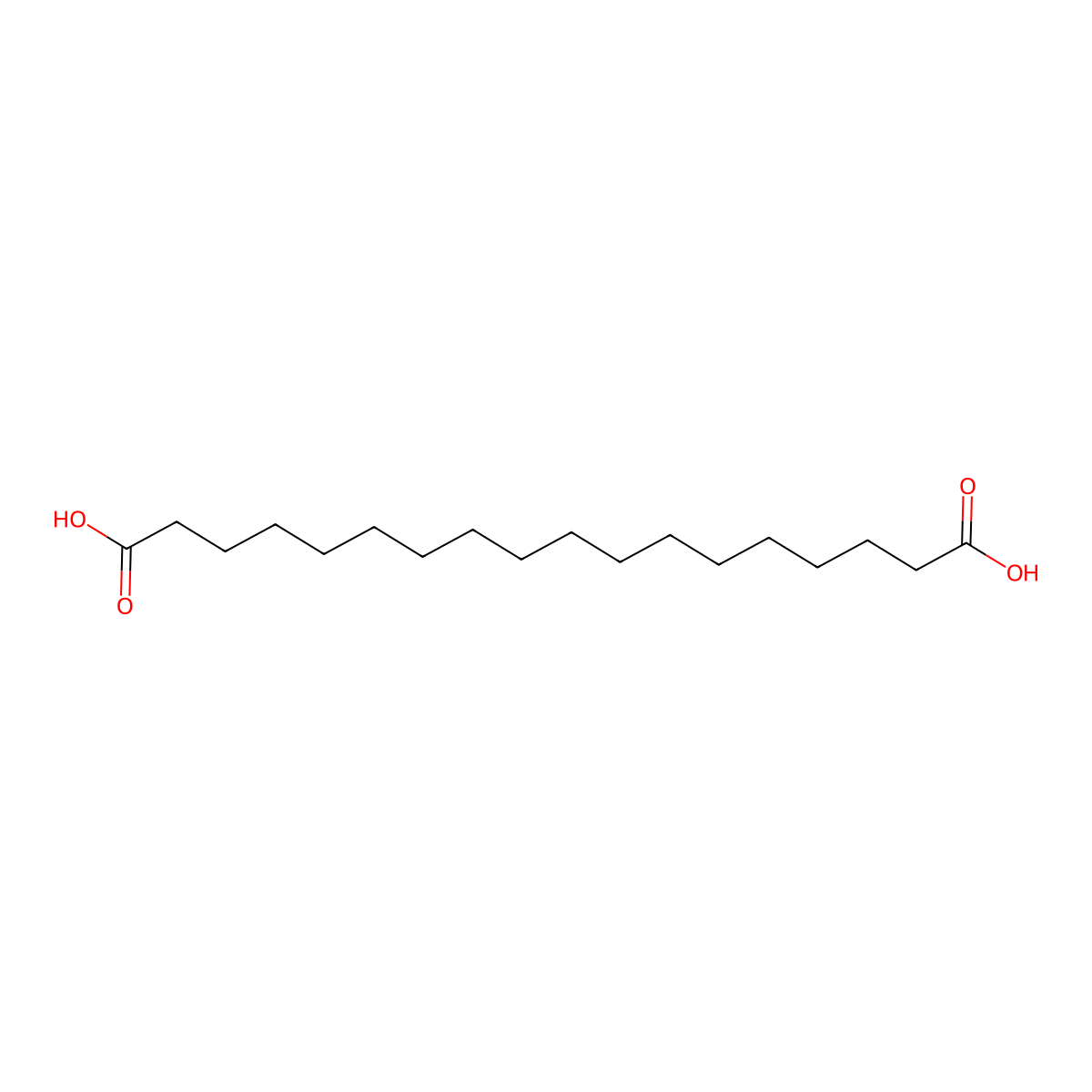 Octadecanedioic acid molecular structure, CAS 102140-75-0