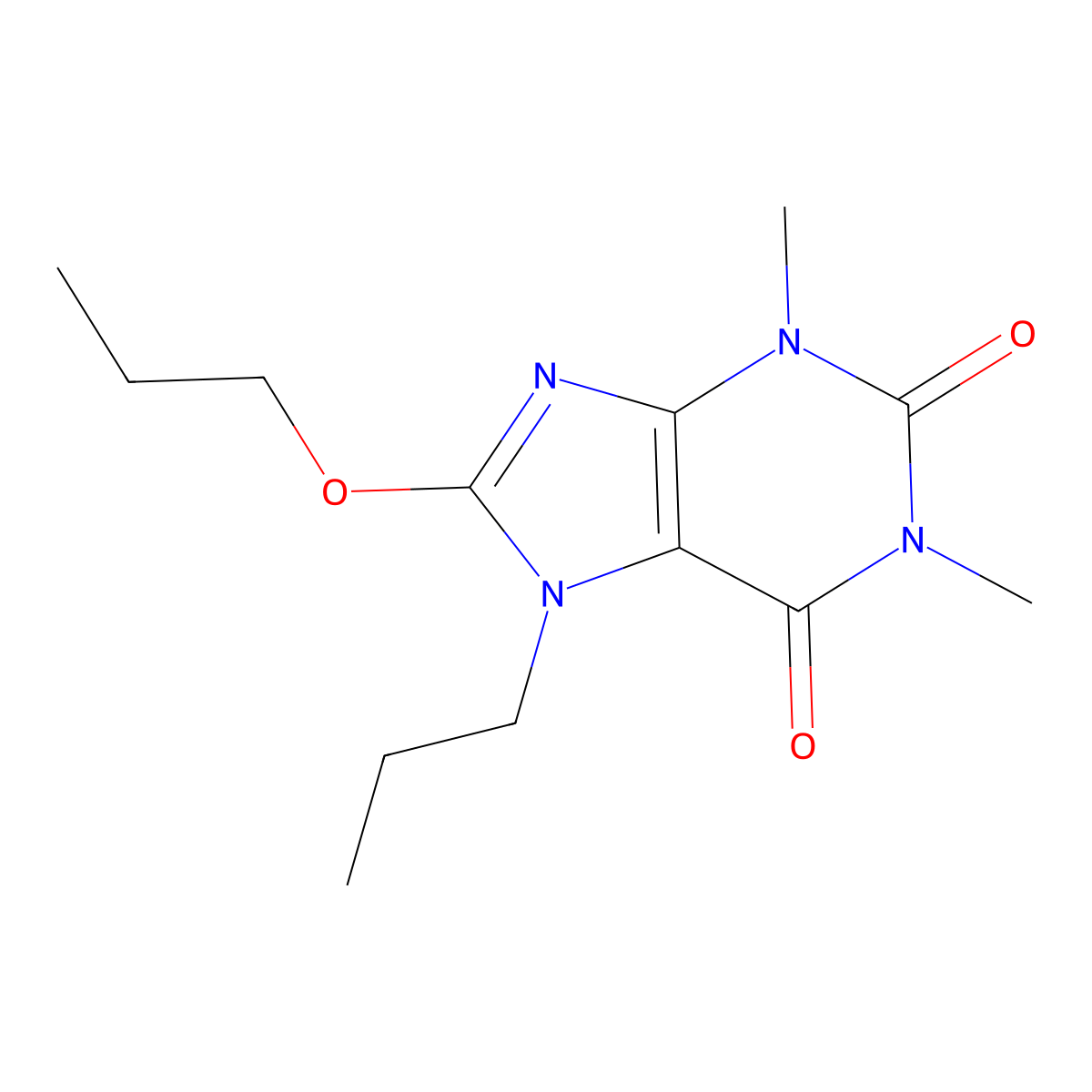1,3-Dimethyl-8-propoxy-7-propyl-1H-purine-2,6(3H,7H)-dione molecular structure, CAS 102141-21-9