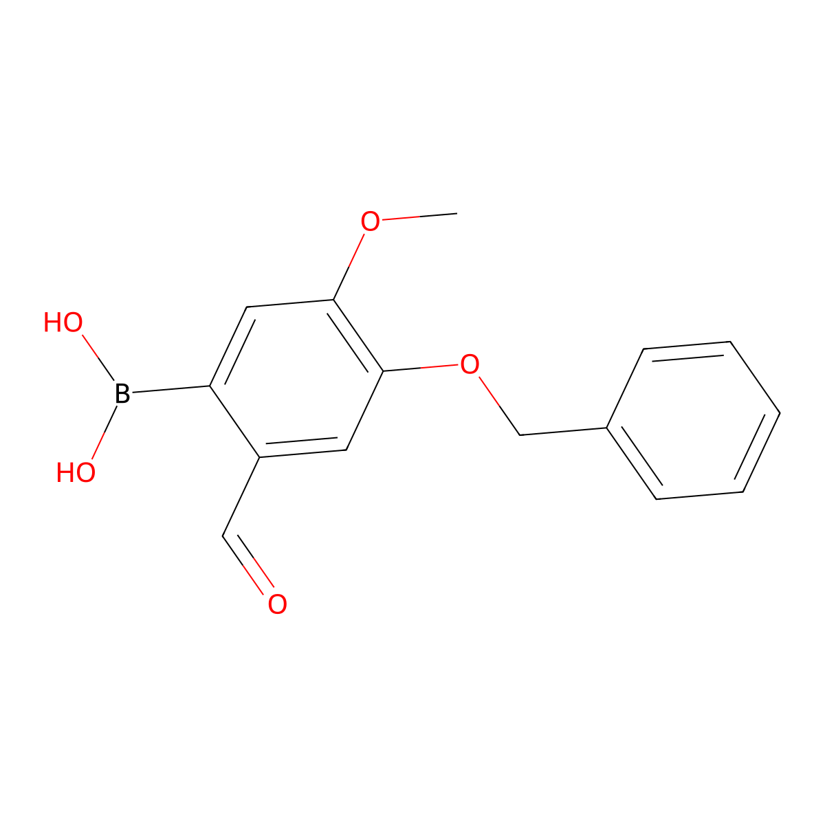 (4-(Benzyloxy)-2-formyl-5-methoxyphenyl)boronic acid molecular structure, CAS 1021431-39-9