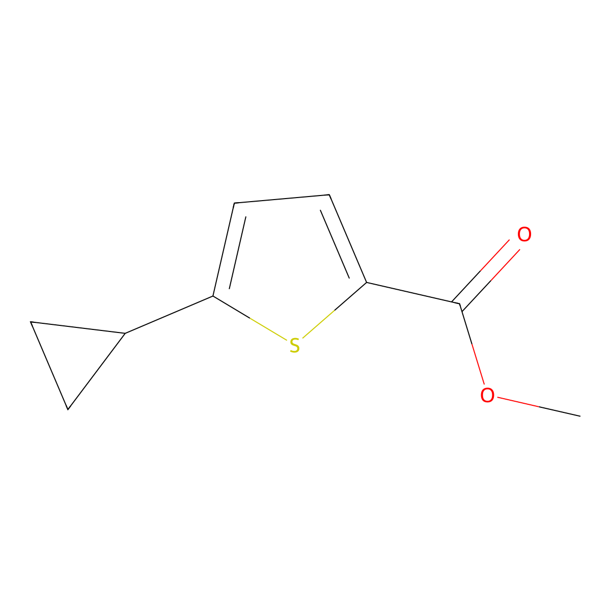Methyl 5-(cyclopropyl)thiophene-2-carboxylate molecular structure, CAS 1021432-60-9
