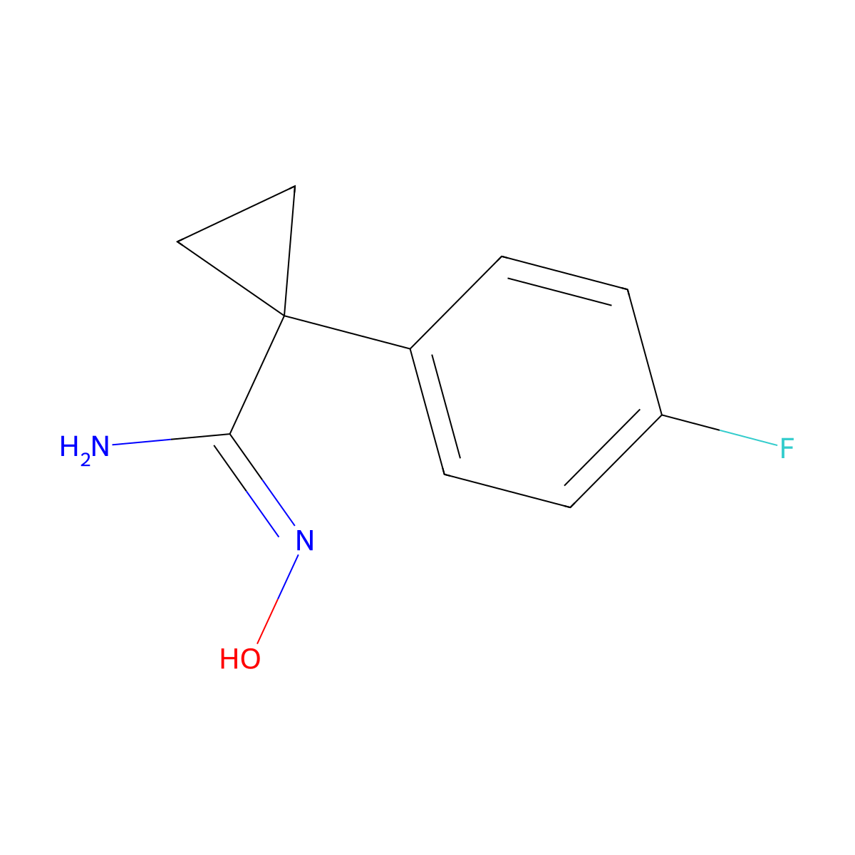 1-(4-fluorophenyl)-N'-hydroxycyclopropane-1-carboximidamide molecular structure, CAS 1021436-45-2