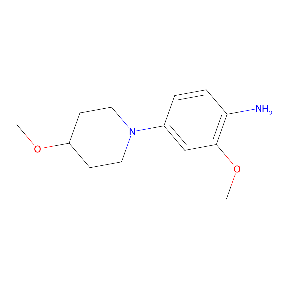 2-Methoxy-4-(4-methoxy-1-piperidinyl)-aniline molecular structure, CAS 1021441-14-4
