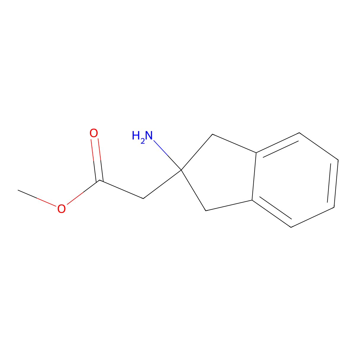 Methyl 2-(2-amino-2,3-dihydro-1h-inden-2-yl)acetate molecular structure, CAS 1021441-97-3