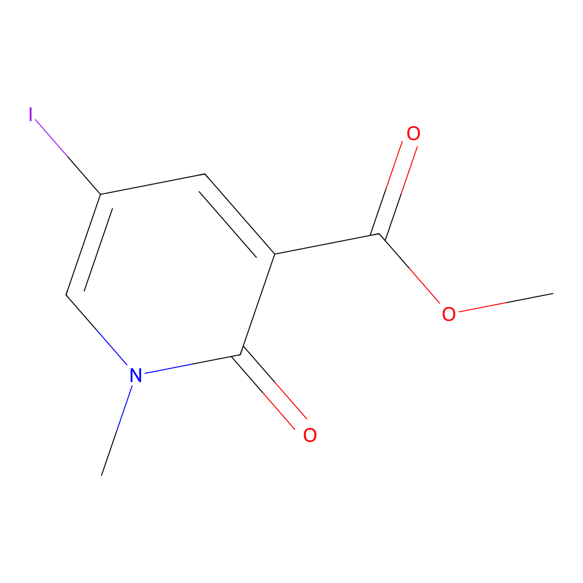 Methyl 5-iodo-1-methyl-2-oxo-pyridine-3-carboxylate molecular structure, CAS 1021450-82-7