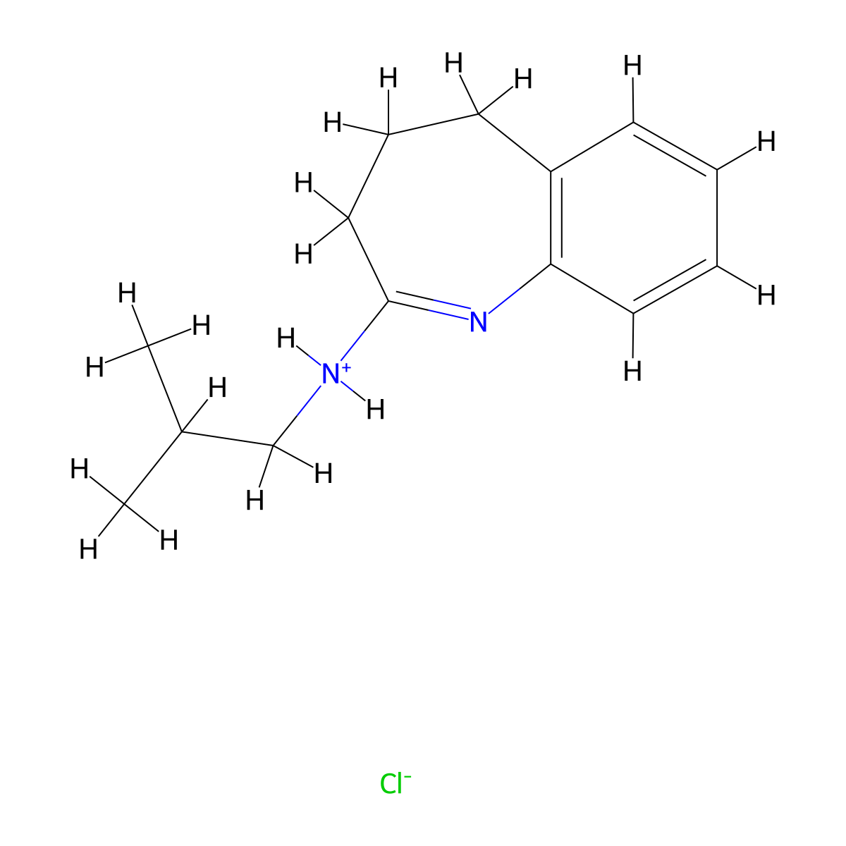 3H-1-Benzazepin-2-amine, 4,5-dihydro-N-(2-methylpropyl)-, monohydrochloride molecular structure, CAS 102147-13-7
