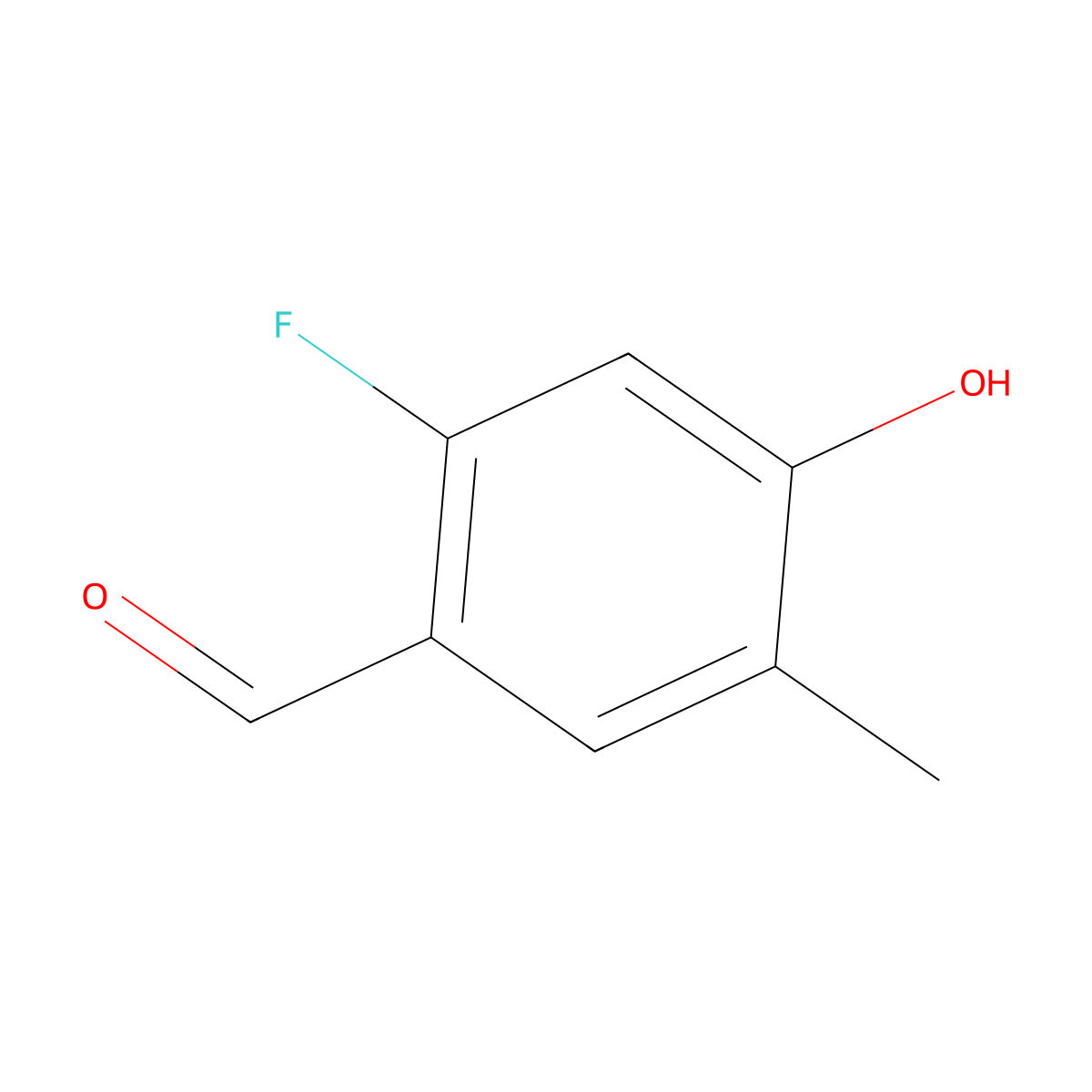 2-Fluoro-4-hydroxy-5-methylbenzaldehyde molecular structure, CAS 1021491-20-2