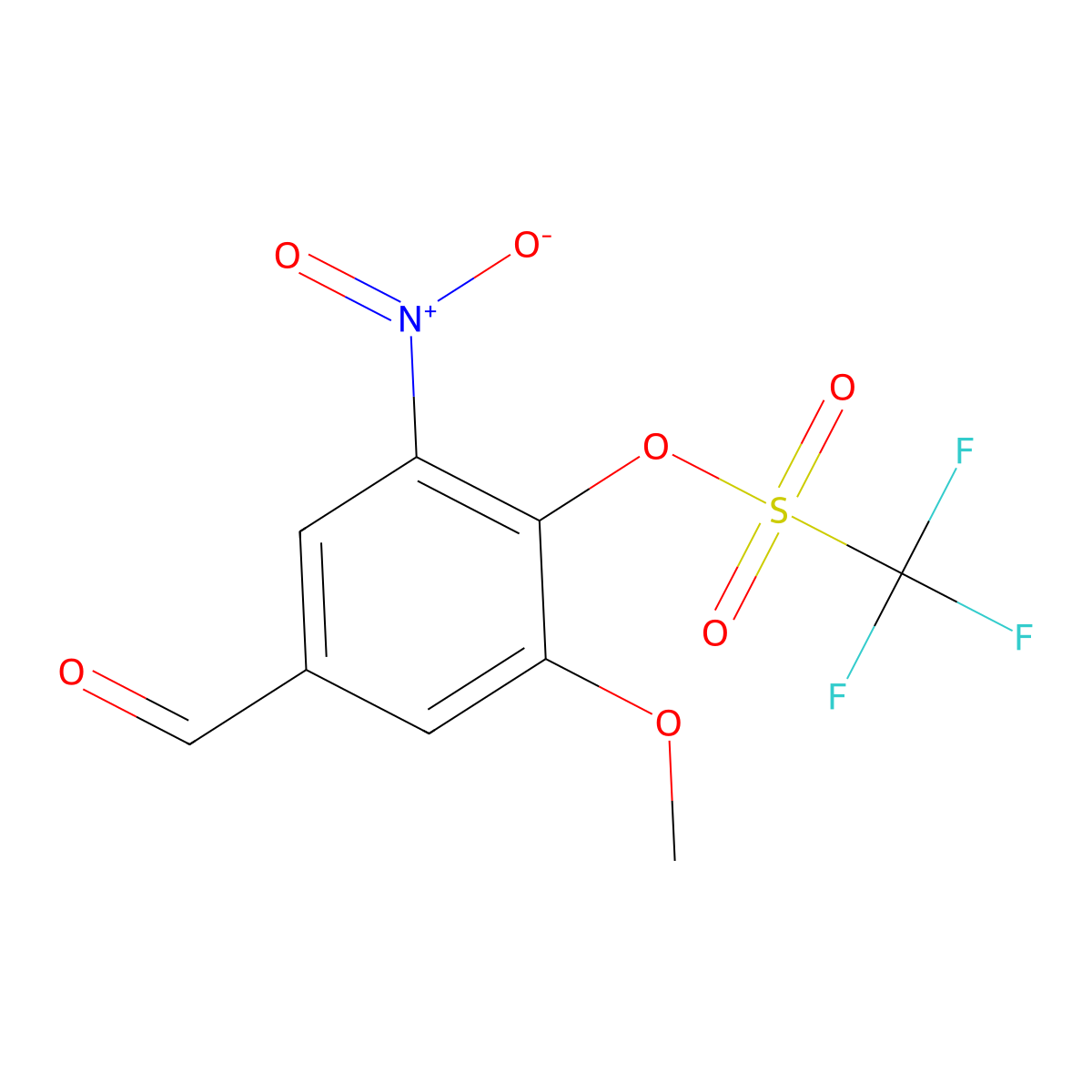 4-Formyl-2-methoxy-6-nitrophenyl trifluoromethanesulfonate molecular structure, CAS 1021493-52-6
