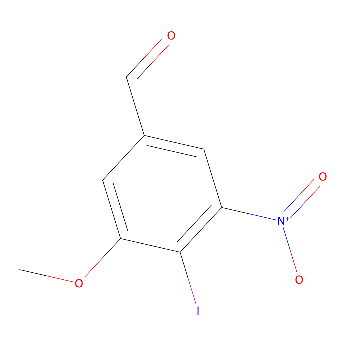 4-Iodo-3-methoxy-5-nitrobenzaldehyde molecular structure, CAS 1021493-53-7