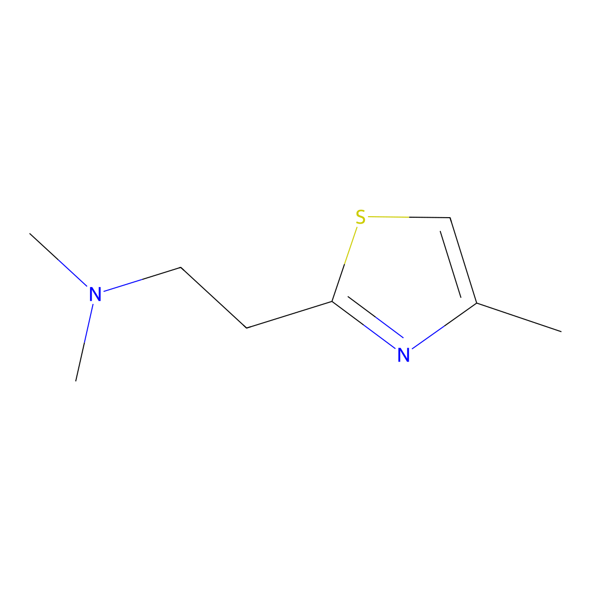 Dimethyl(2-(4-methyl-1,3-thiazol-2-yl)ethyl)amine molecular structure, CAS 102158-55-4