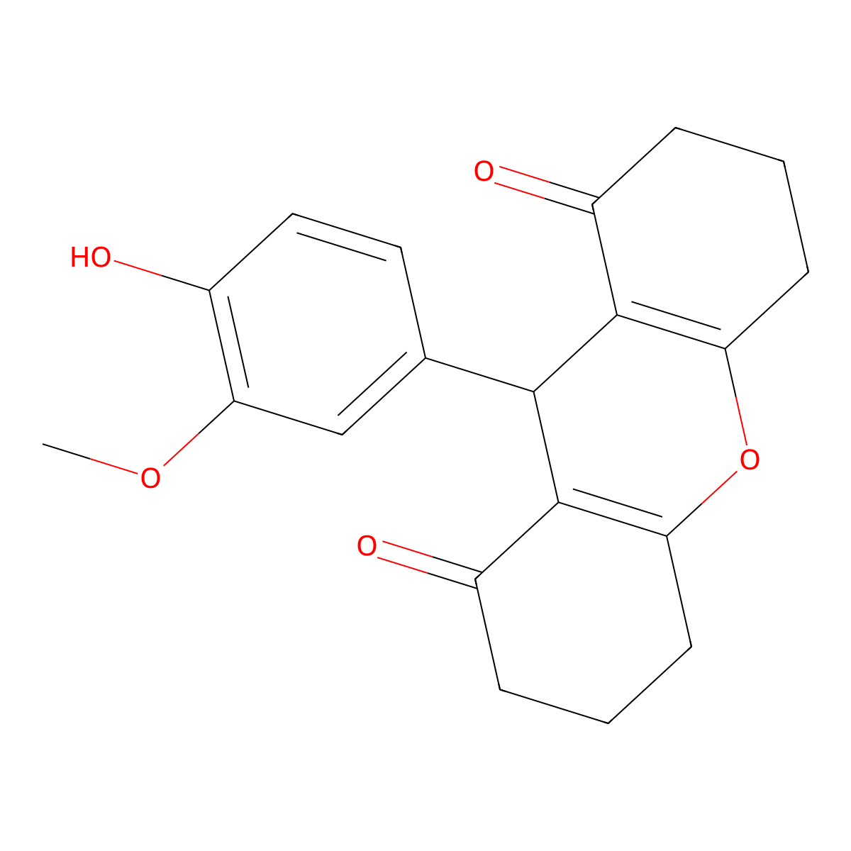 9-(4-hydroxy-3-methoxyphenyl)-3,4,5,6,7,9-hexahydro-1H-xanthene-1,8(2H)-dione molecular structure, CAS 102159-41-1