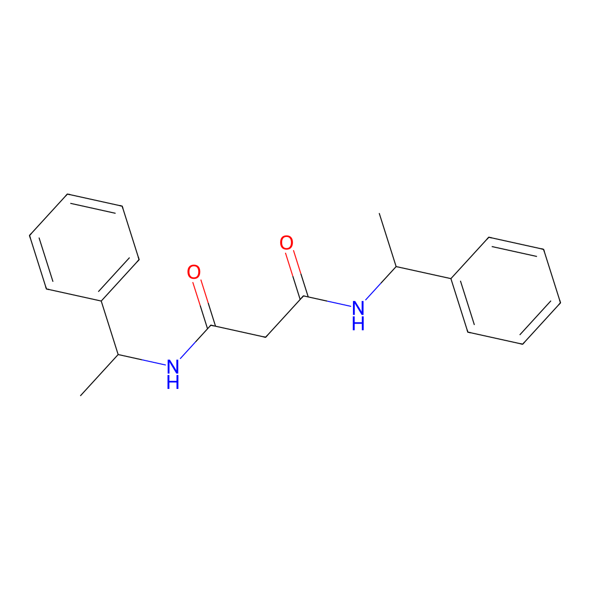 N~1~,N~3~-Bis(1-phenylethyl)propanediamide molecular structure, CAS 102164-41-0