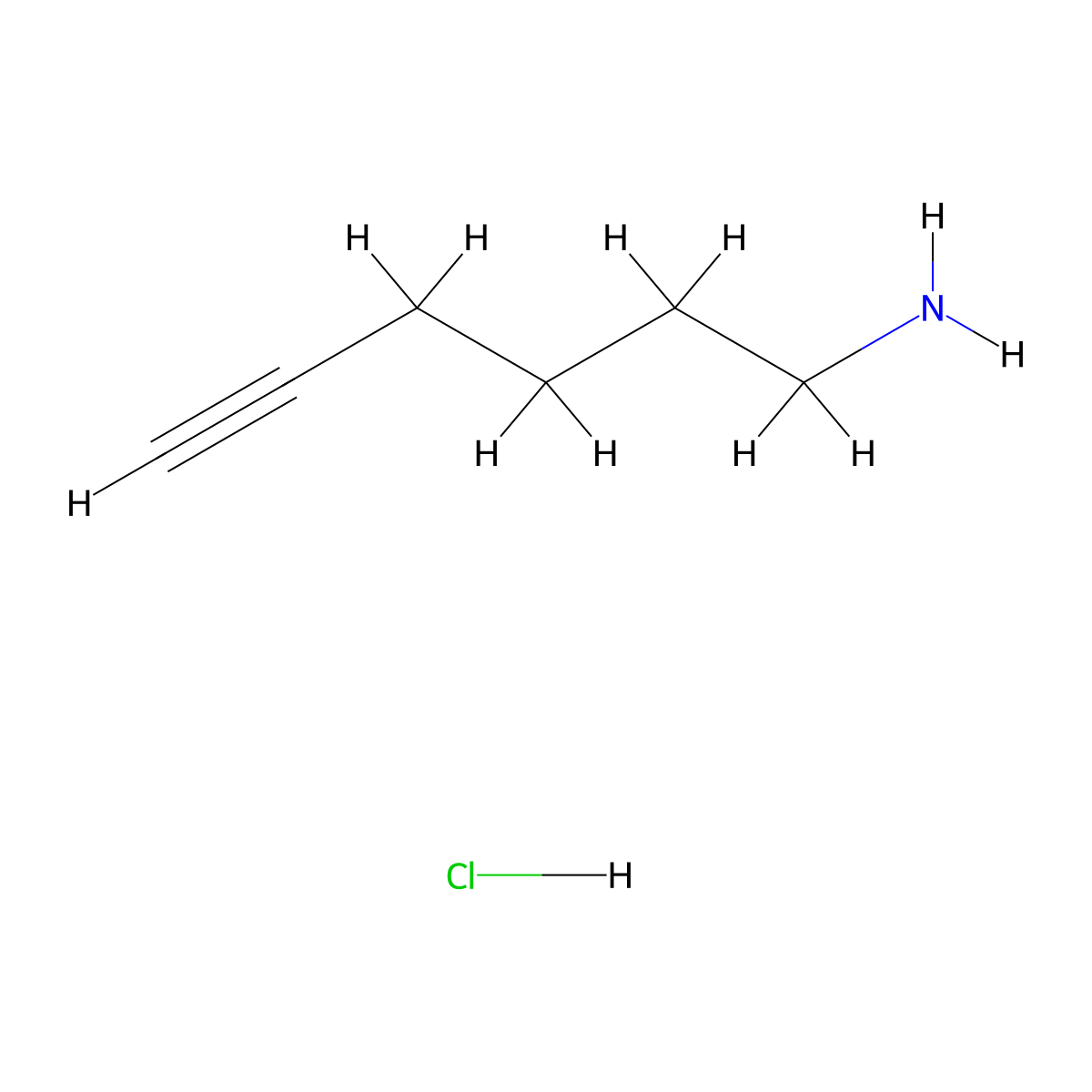 Hex-5-yn-1-amine hydrochloride molecular structure, CAS 102169-54-0