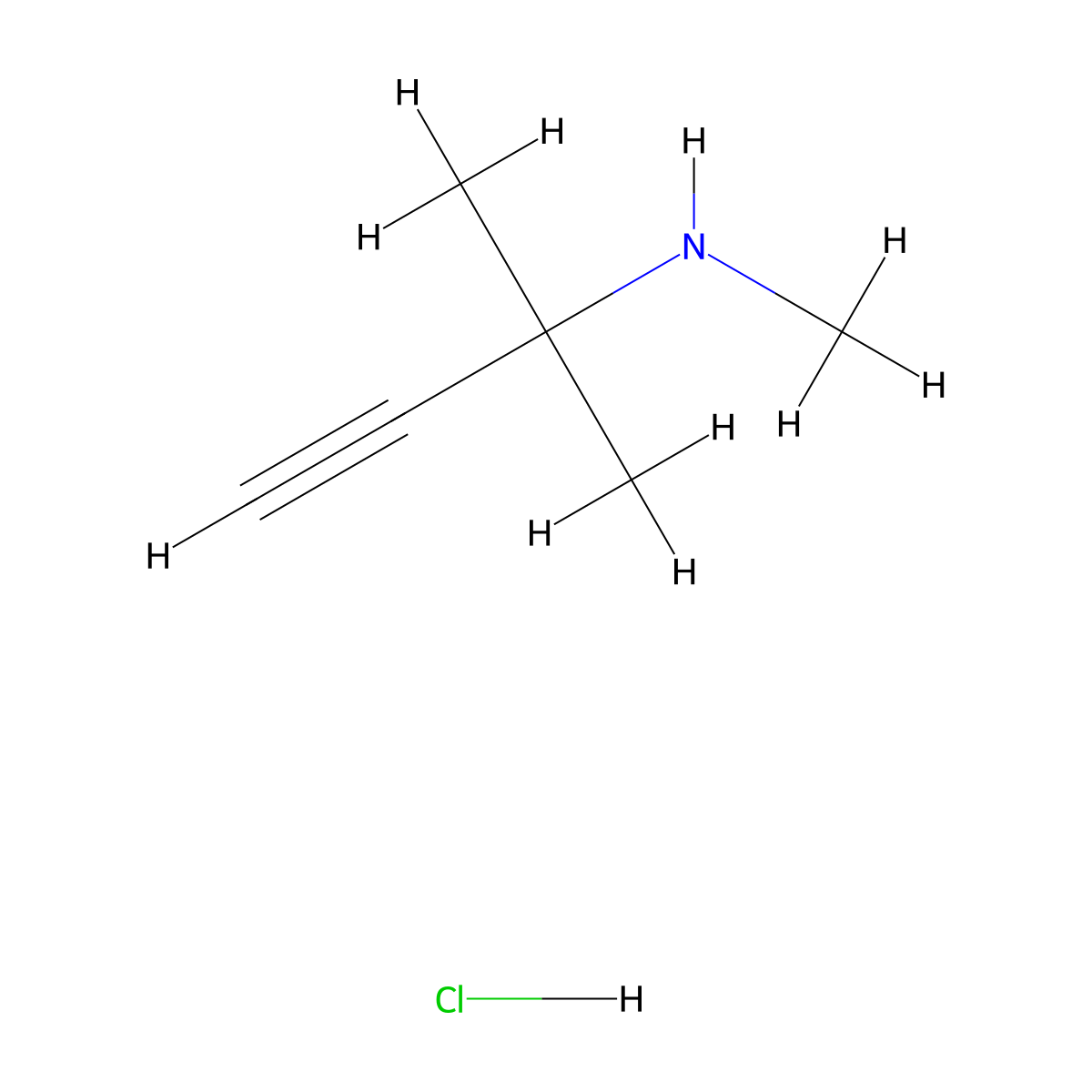 Methyl(2-methylbut-3-yn-2-yl)amine hydrochloride molecular structure, CAS 102170-20-7