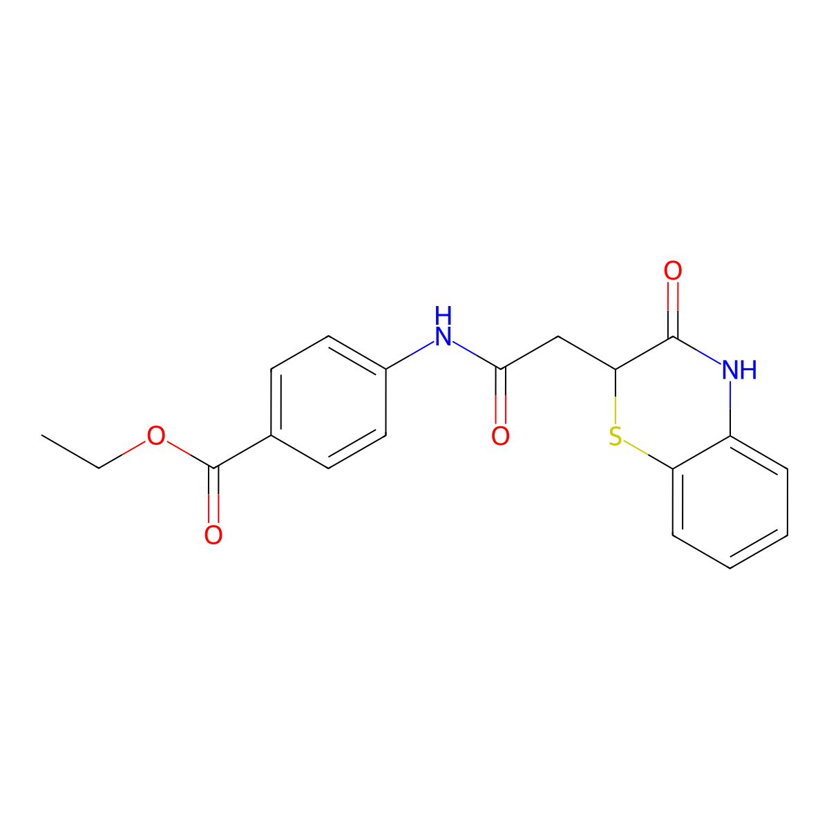 ethyl 4-[[2-(3-oxo-4H-1,4-benzothiazin-2-yl)acetyl]amino]benzoate molecular structure, CAS 102174-67-4