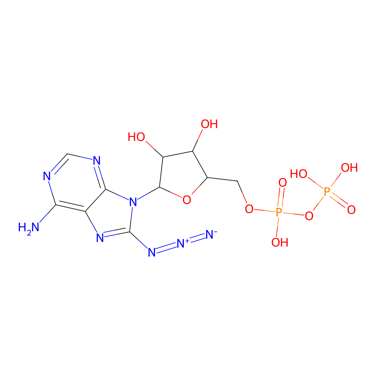 8-Azidoadenosine 5'-(trihydrogen diphosphate) molecular structure, CAS 102185-14-8