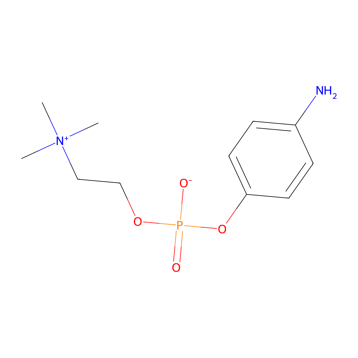 2-(((4-Aminophenoxy)hydroxyphosphinyl)oxy)-N,N,N-trimethylethanaminium inner salt molecular structure, CAS 102185-28-4