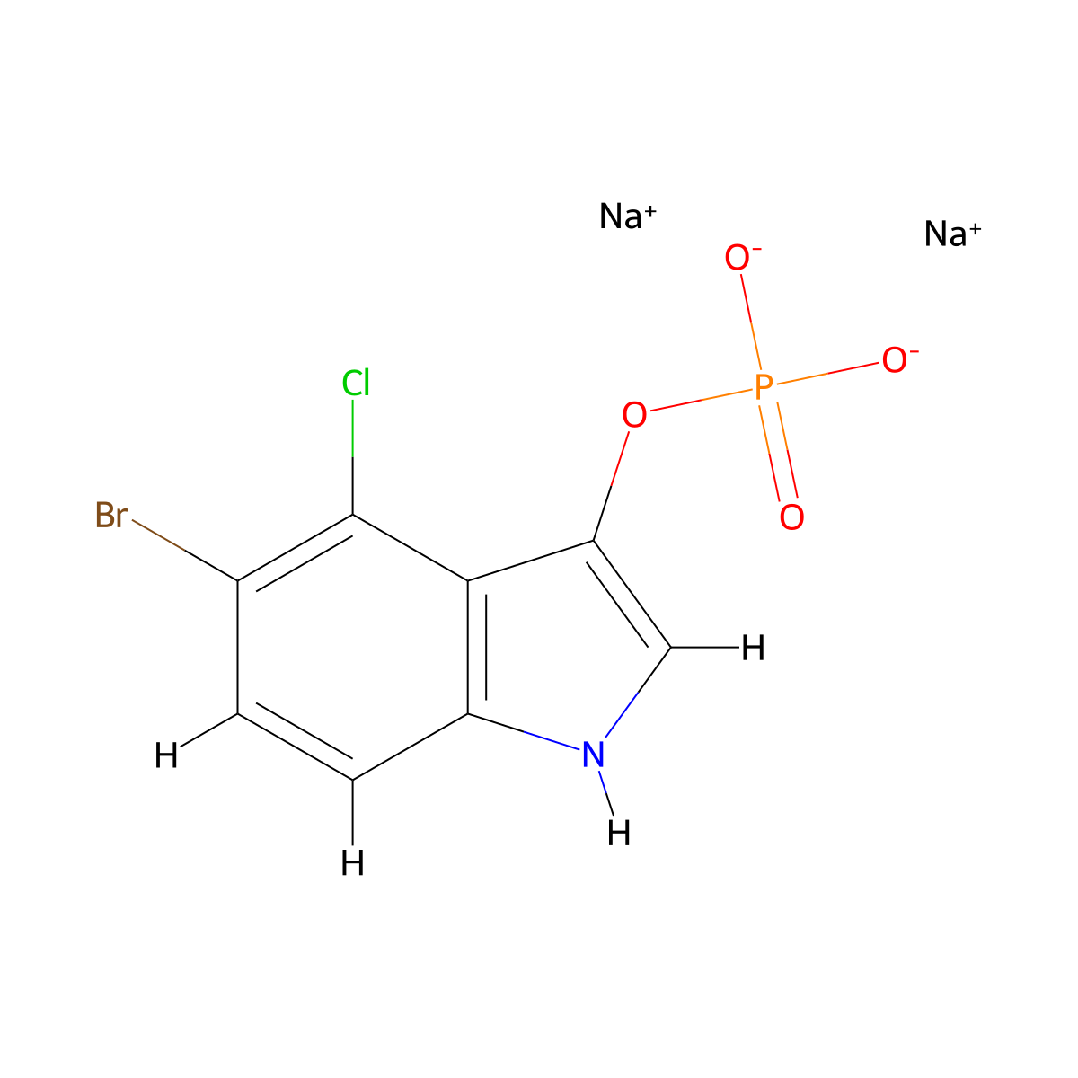 5-Bromo-4-chloro-1H-indol-3-yl phosphate sodium molecular structure, CAS 102185-33-1