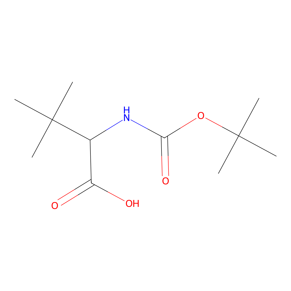 2-{[(Tert-butoxy)carbonyl]amino}-3,3-dimethylbutanoic acid molecular structure, CAS 102185-35-3