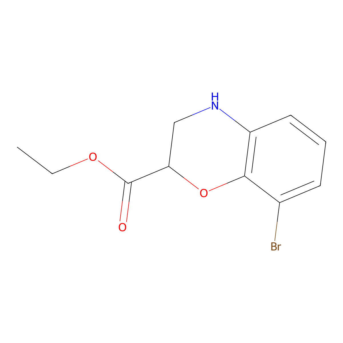 Ethyl 8-bromo-3,4-dihydro-2h-benzo[b][1,4]oxazine-2-carboxylate molecular structure, CAS 1021859-84-6