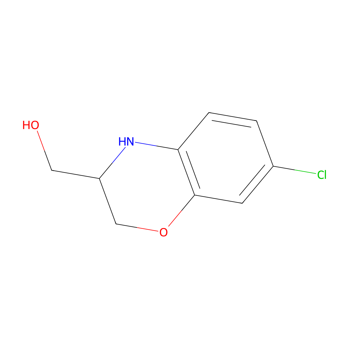(7-chloro-3,4-dihydro-2H-1,4-benzoxazin-3-yl)methanol molecular structure, CAS 1021860-45-6