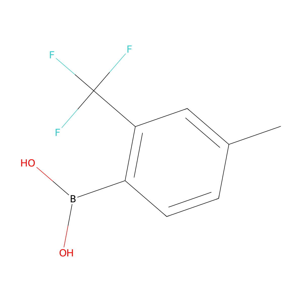 (4-Methyl-2-(trifluoromethyl)phenyl)boronic acid molecular structure, CAS 1021860-94-5