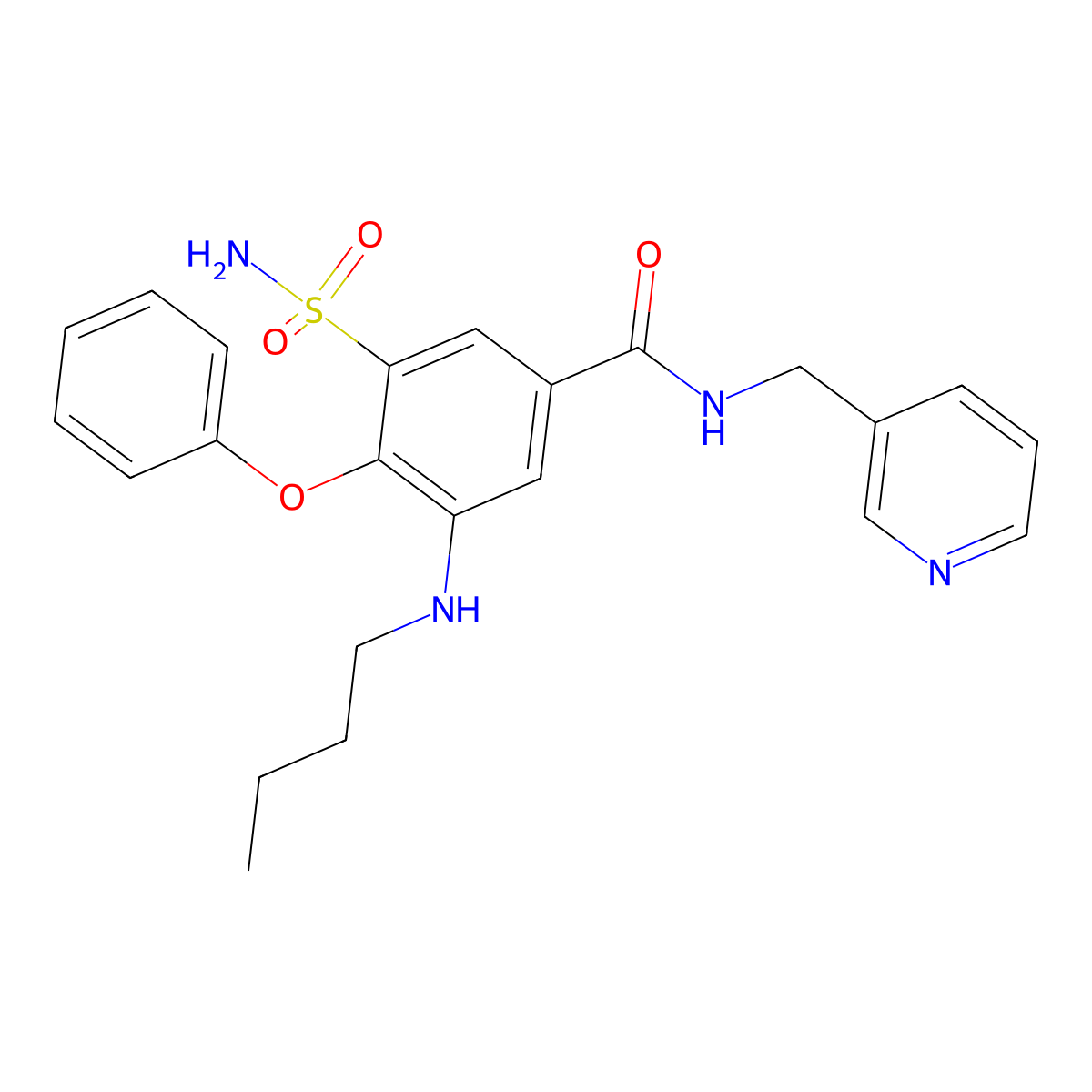 3-(Butylamino)-4-phenoxy-N-(pyridin-3-ylmethyl)-5-sulfamoylbenzamide molecular structure, CAS 1021869-49-7