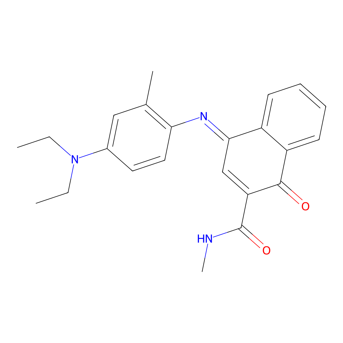 4-((4-(Diethylamino)-2-methylphenyl)imino)-N-methyl-1-oxo-1,4-dihydronaphthalene-2-carboxamide molecular structure, CAS 102187-53-1