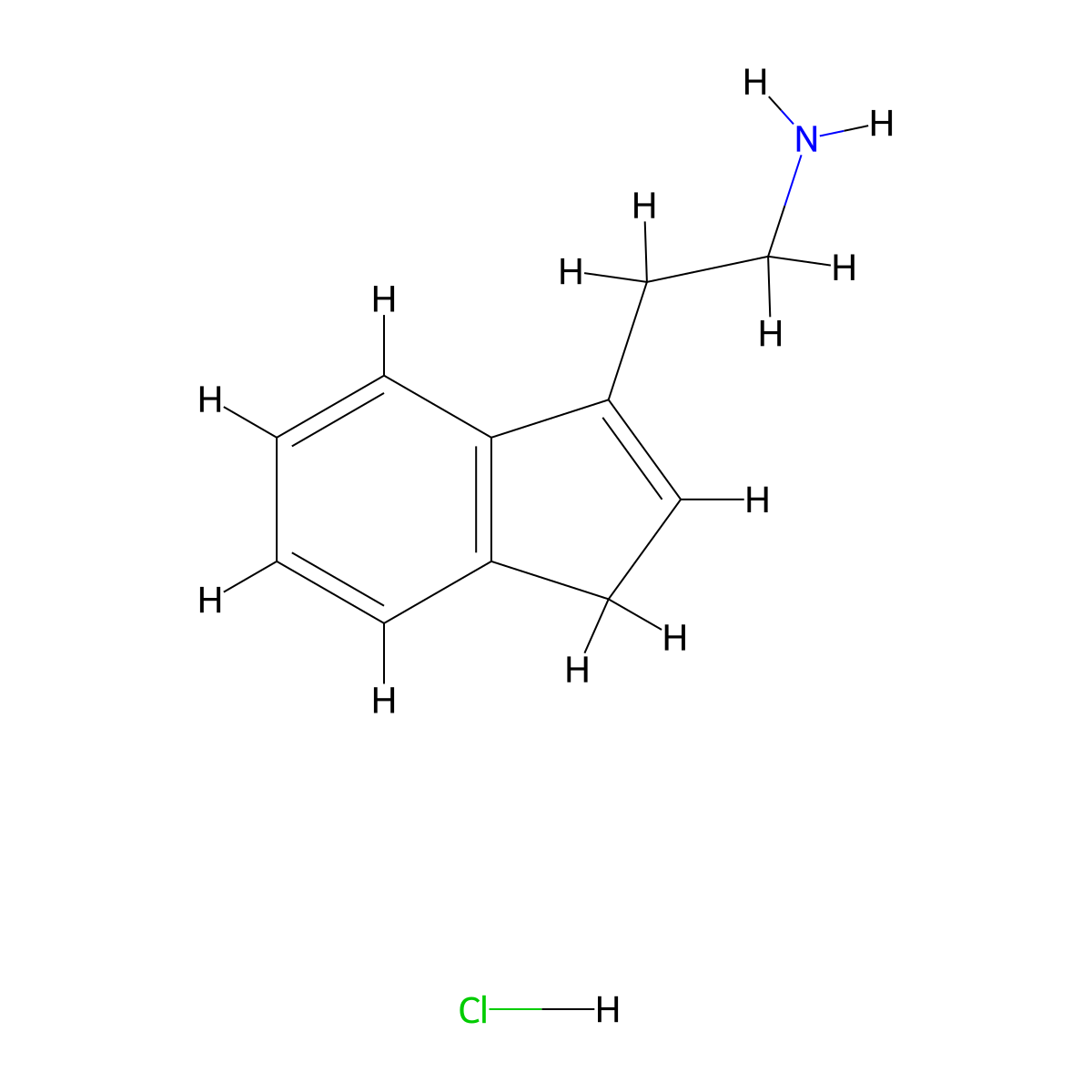 2-(1H-inden-3-yl)ethan-1-amine hydrochloride molecular structure, CAS 1021871-55-5