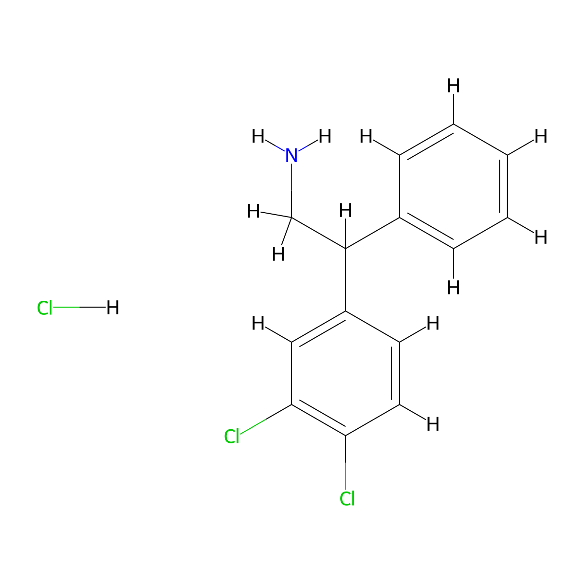 2-(3,4-Dichlorophenyl)-2-Phenylethylamine Hydrochloride molecular structure, CAS 1021871-57-7