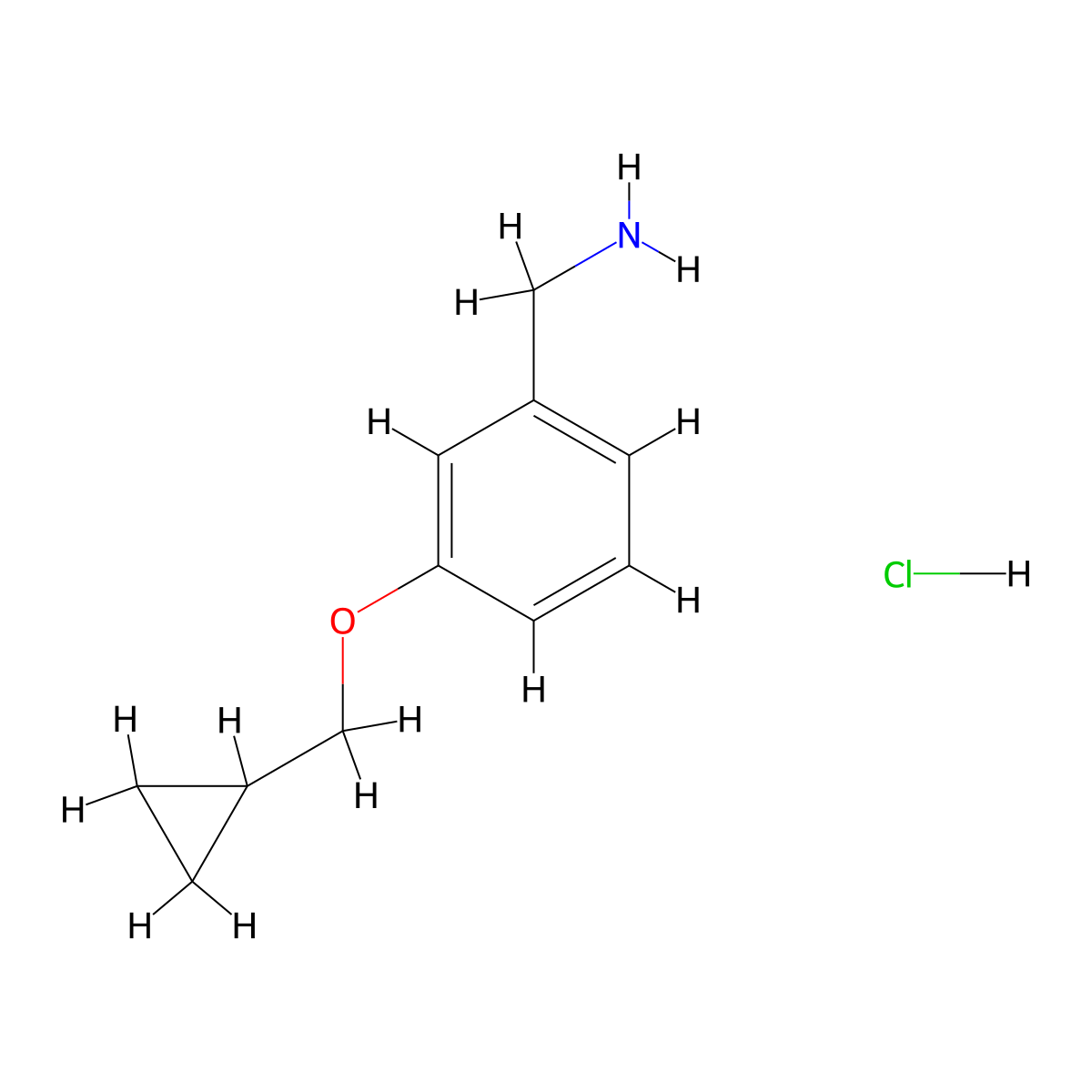 3-Cyclopropylmethoxy-benzylamine hydrochloride molecular structure, CAS 1021871-59-9