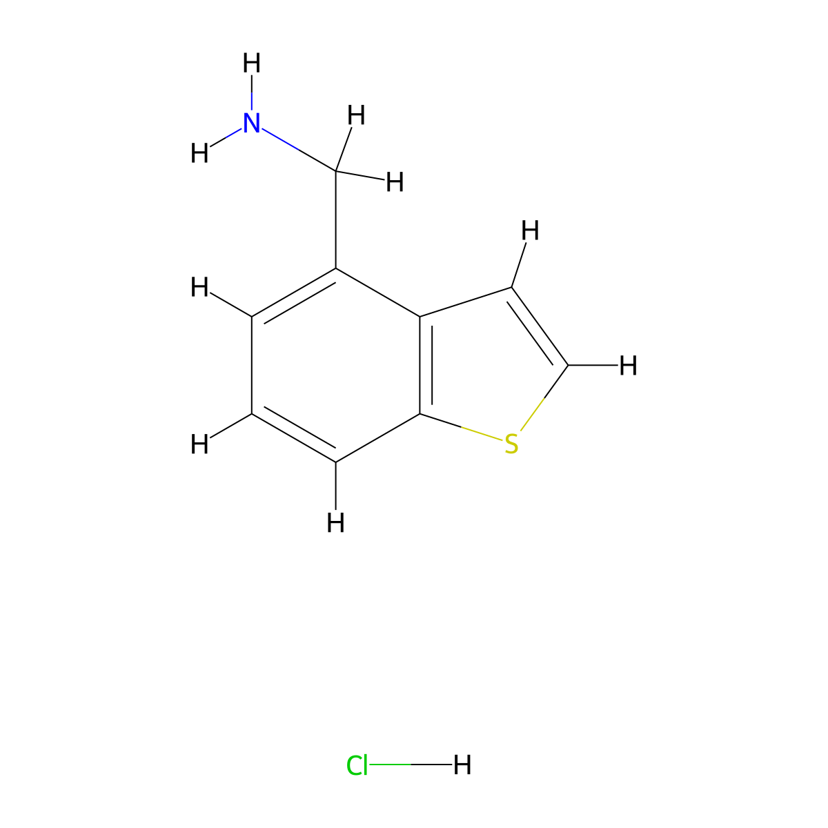 Benzo[b]thiophene-4-methanamine hydrochloride molecular structure, CAS 1021871-63-5